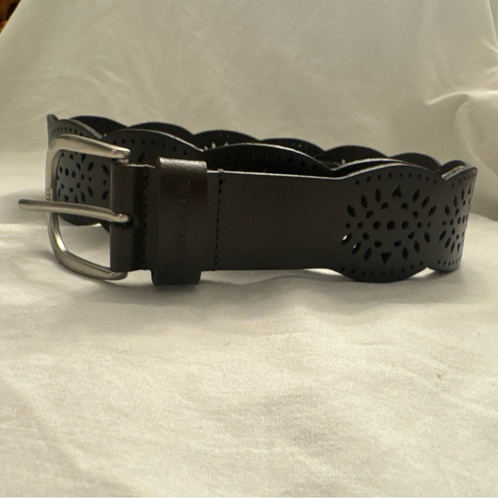 Lucky Brand Perforated Scalloped Edge Brown Leather Belt SZ Medium Boho Cottage